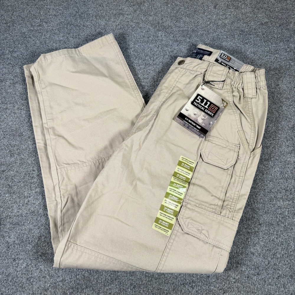 5.11 Tactical Series Mens 74251 Cotton Canvas Cargo Pants Khaki 34x32 NWT #4500